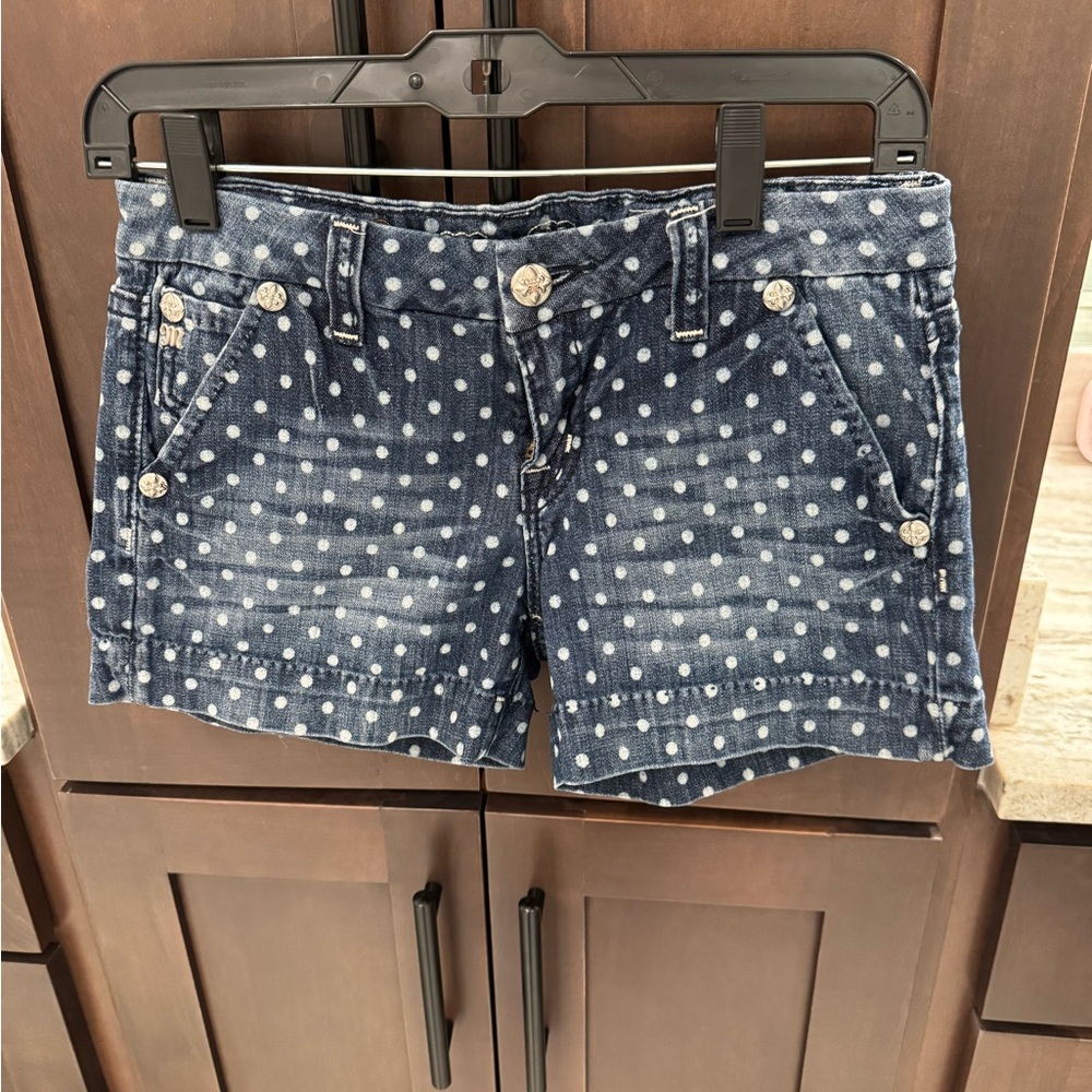 Miss Me Blue Polka Dot Jean Shorts